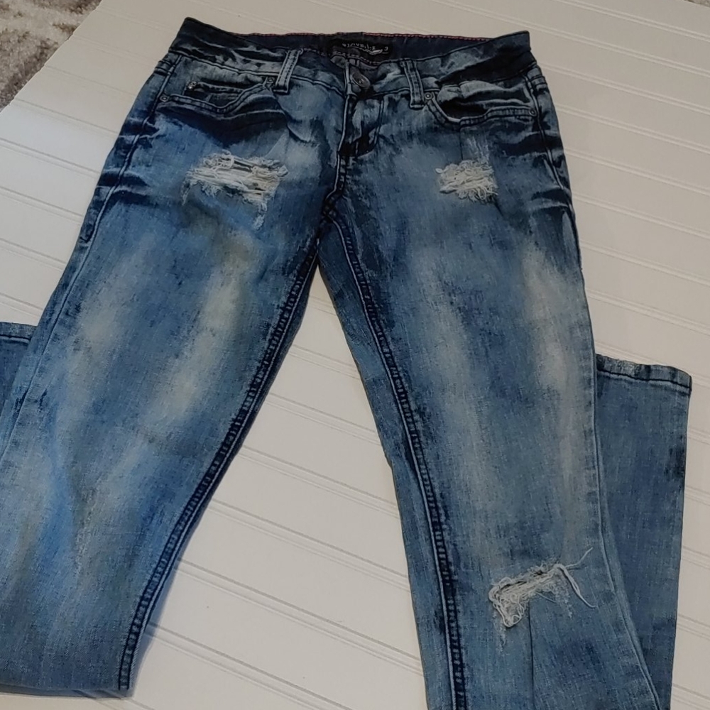 Lovesick distressed light wash skinny jeans